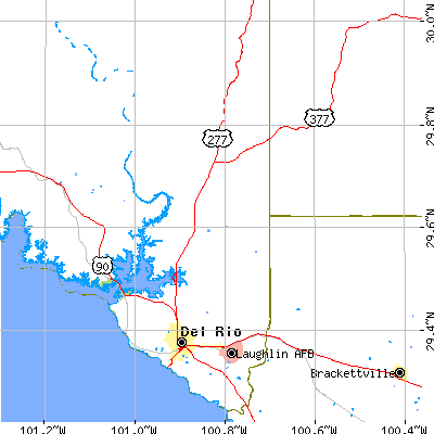 Zip code 78840 close-up map