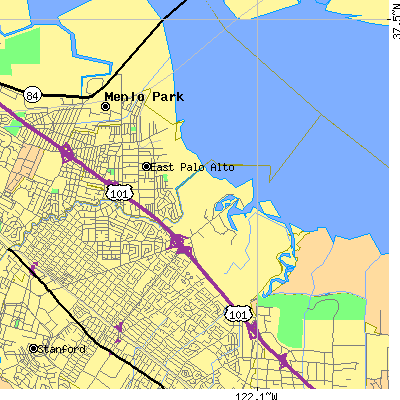Zip code 94303 close-up map