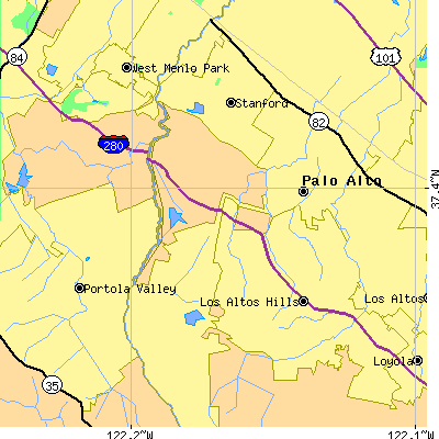 Zip code 94304 close-up map