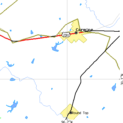 Zip code 78932 close-up map