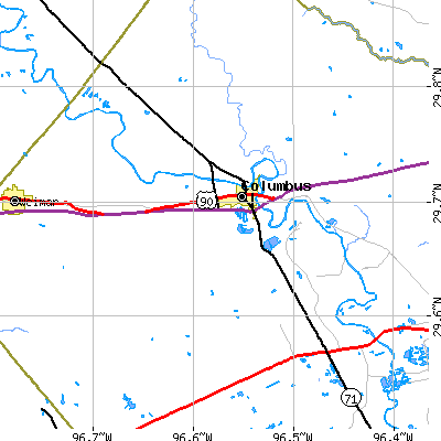 Zip code 78934 close-up map