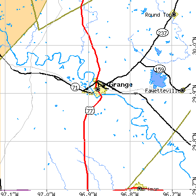 Zip code 78945 close-up map