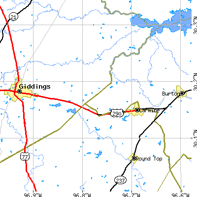 Zip code 78946 close-up map