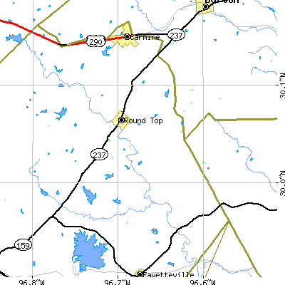 Zip code 78954 close-up map