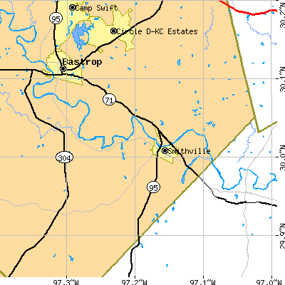 Zip code 78957 close-up map
