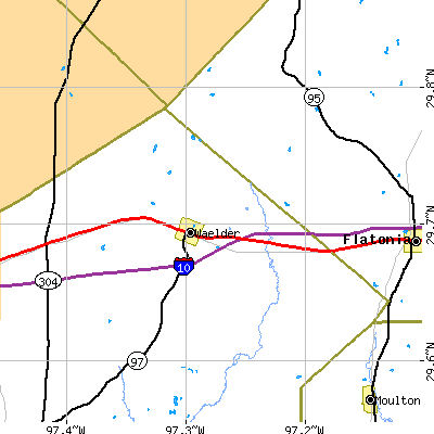 Zip code 78959 close-up map