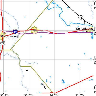 Zip code 78962 close-up map