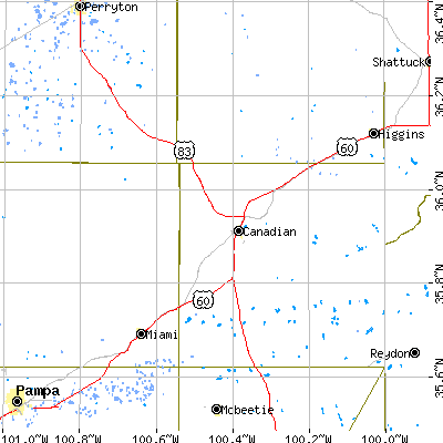 Zip code 79014 close-up map