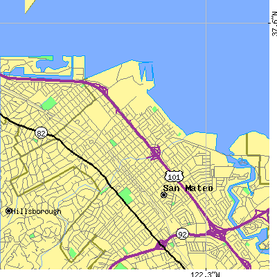 Zip code 94401 close-up map