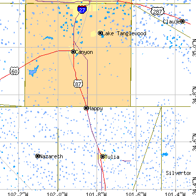Zip code 79042 close-up map