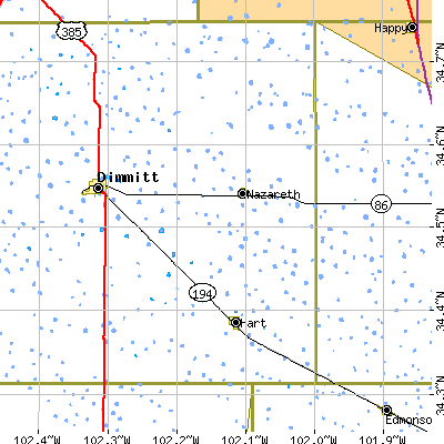 Zip code 79043 close-up map