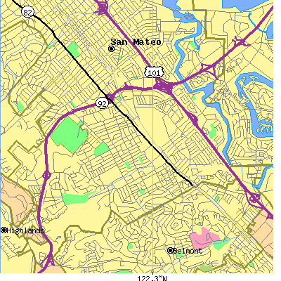 Zip code 94403 close-up map