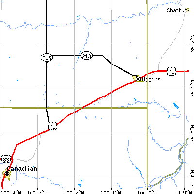 Zip code 79046 close-up map