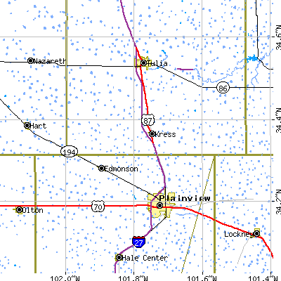 Zip code 79052 close-up map