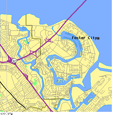 Zip code 94404 close-up map