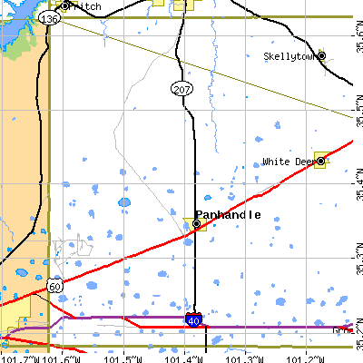Zip code 79068 close-up map