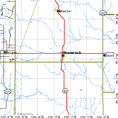Zip code 79079 close-up map