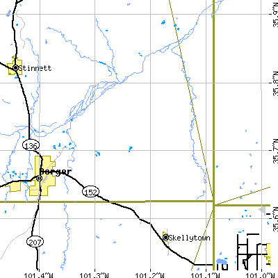 Zip code 79080 close-up map