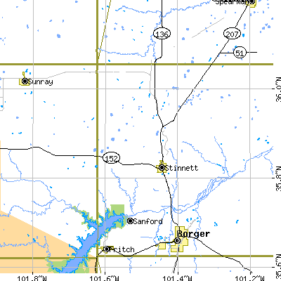 Zip code 79083 close-up map