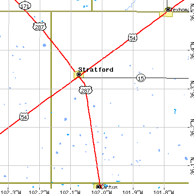 Zip code 79084 close-up map