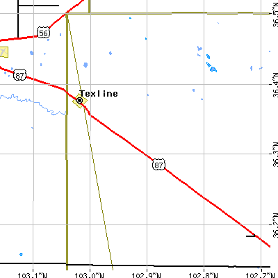 Zip code 79087 close-up map