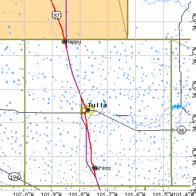 Zip code 79088 close-up map