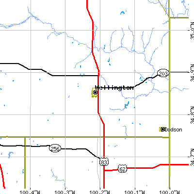 Zip code 79095 close-up map
