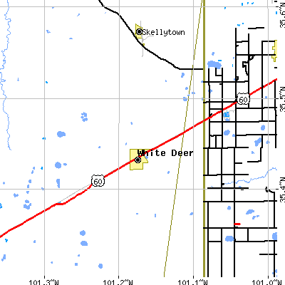 Zip code 79097 close-up map