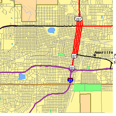 Zip code 79102 close-up map