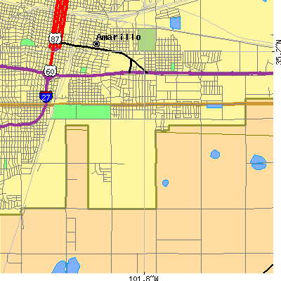 Zip code 79103 close-up map