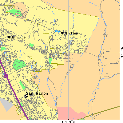 Zip code 94506 close-up map