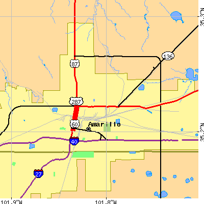 Zip code 79107 close-up map