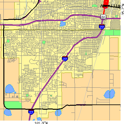 Zip code 79109 close-up map