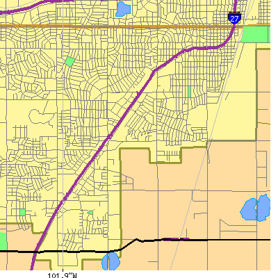 Zip code 79110 close-up map