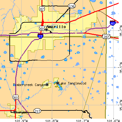 Zip code 79118 close-up map