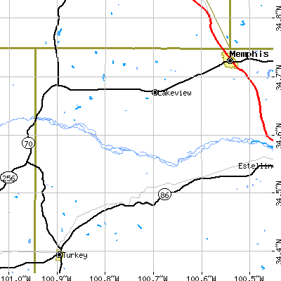 Zip code 79239 close-up map