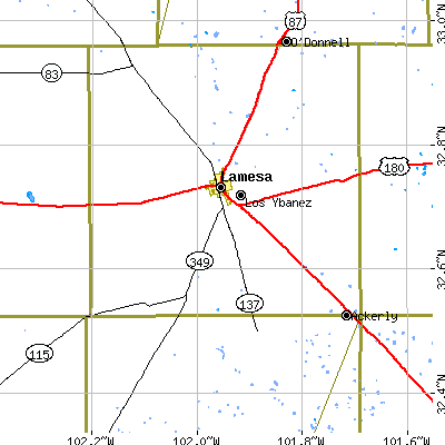Zip code 79331 close-up map