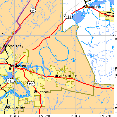 Zip code 35903 close-up map