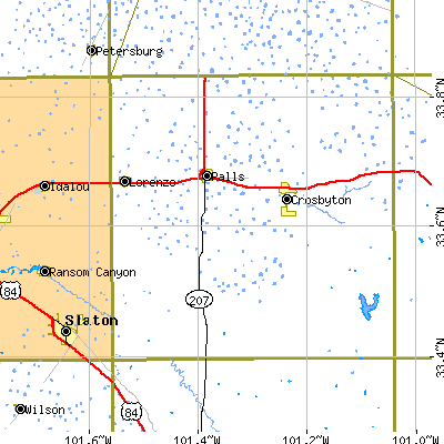Zip code 79343 close-up map