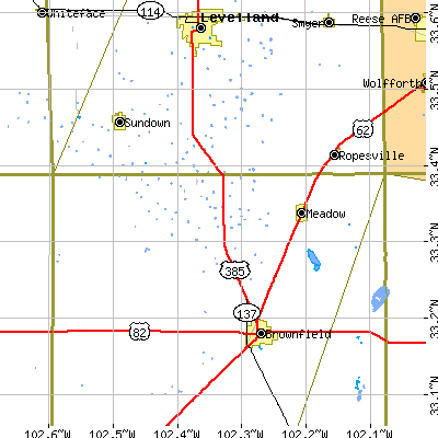 Zip code 79345 close-up map