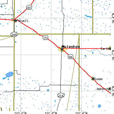 Zip code 79347 close-up map