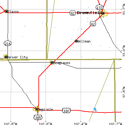 Zip code 79359 close-up map