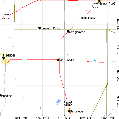Zip code 79360 close-up map