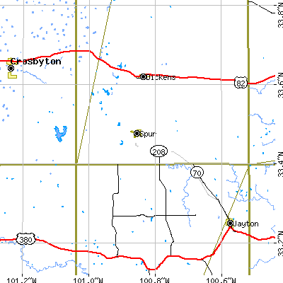 Zip code 79370 close-up map