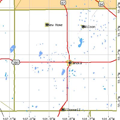 Zip code 79373 close-up map