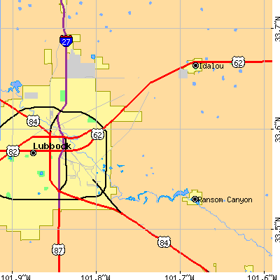Zip code 79401 close-up map