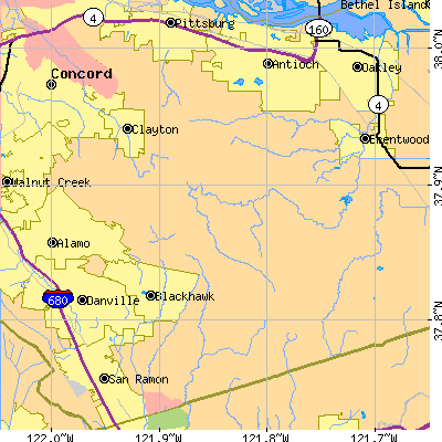 Zip code 94517 close-up map