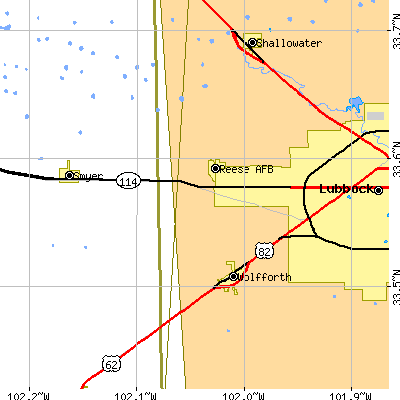 Zip code 79407 close-up map