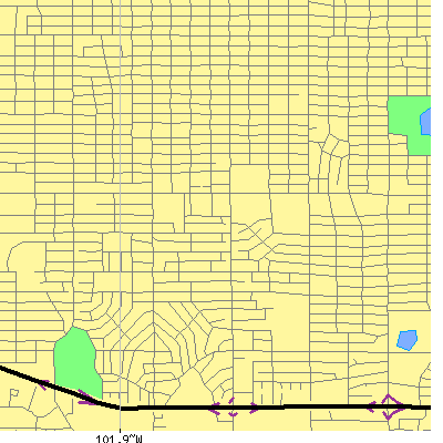 Zip code 79413 close-up map