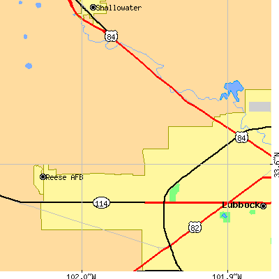 Zip code 79416 close-up map